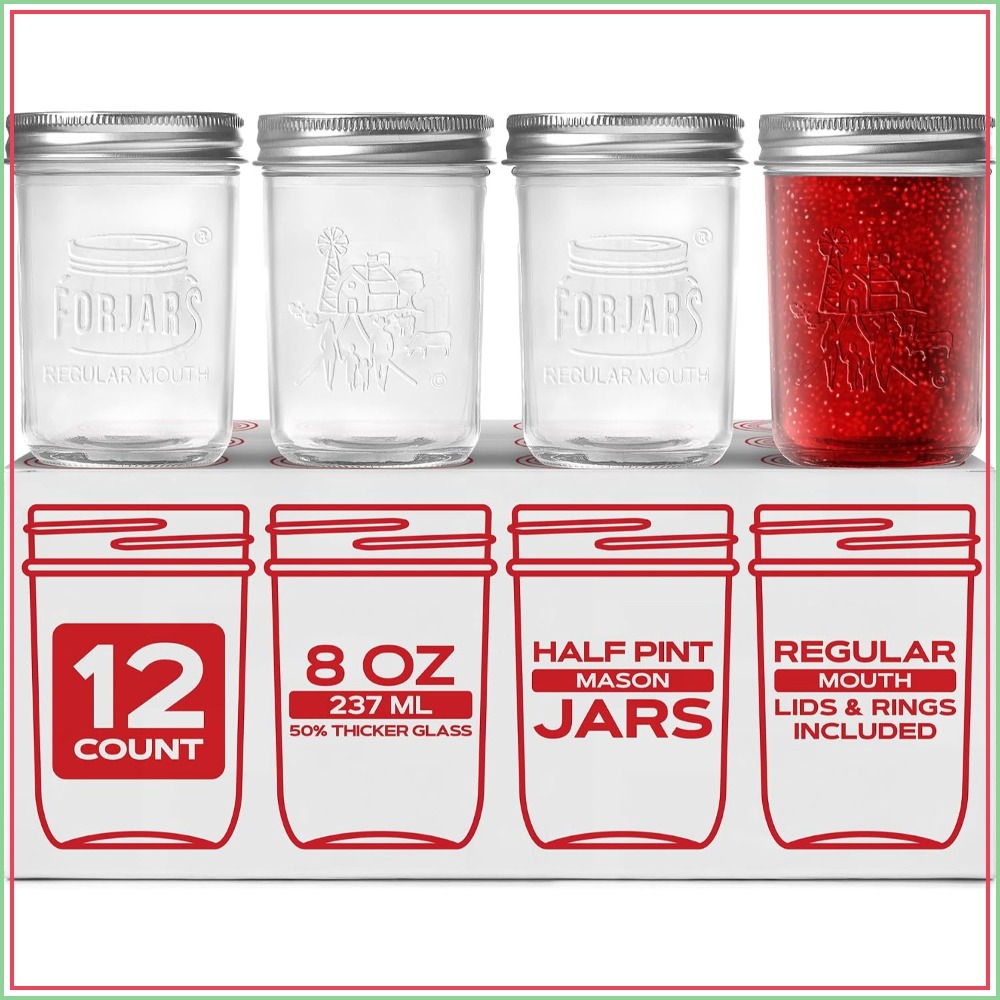 Mason Jar 8Oz - Frascos de Vidrio Premium de 8oz